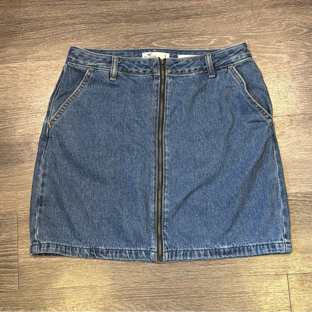 Hollister Ultra High Rise Denim Skirt Front Zipper Blue Women’s 9